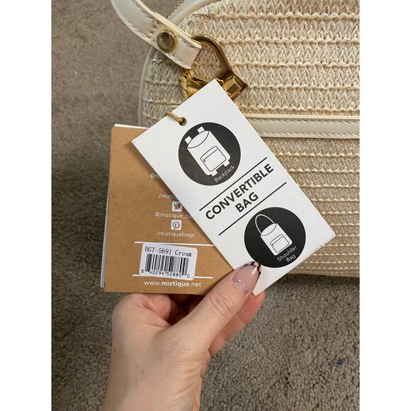 New Miztique Wicker Convertible Shoulder Backpack - Picture 3 of 5